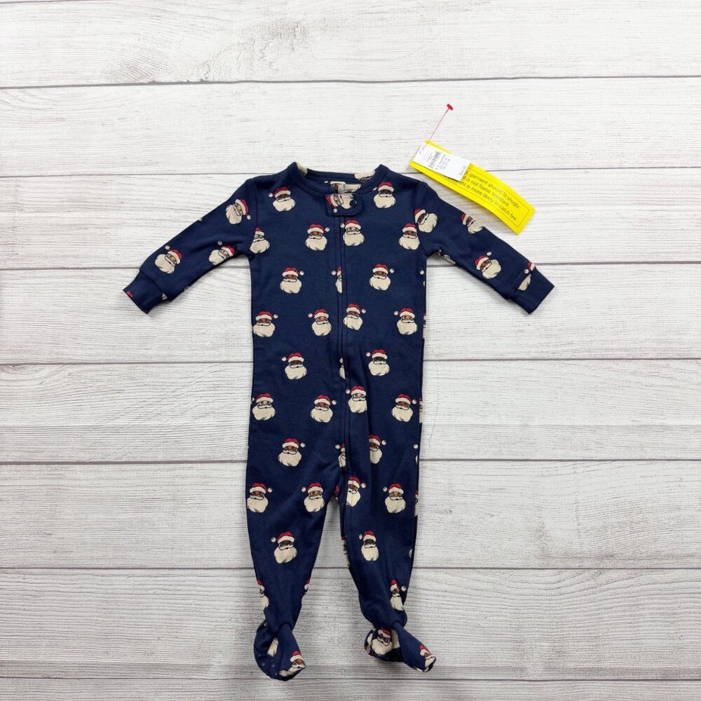 Baby Gap Organic Cotton Santa Footed Sleeper Christmas Pajamas NWT 3-6 Months